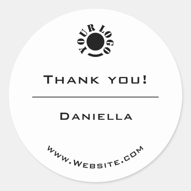 Minimalistisches Schwarz-Weiß-Einfache Danksagung- Runder Aufkleber (Vorderseite)