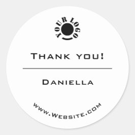 Minimalistisches Schwarz-Weiß-Einfache Danksagung- Runder Aufkleber