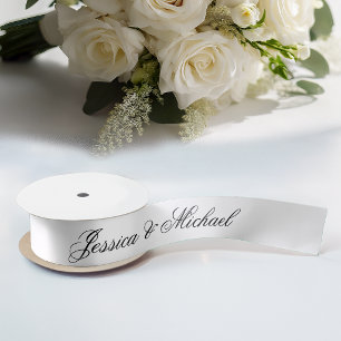 Minimalistisches Schwarz-Weiß einfaches Kalligrafi Satinband