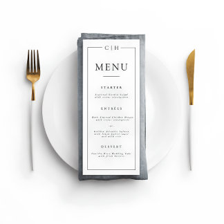 Minimalistisches Schwarz-Weiß-Elegantes Hochzeitsm Menükarte