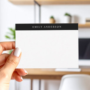 Minimalistisches Schwarz-Weiß-Elegantes Monogramm Mitteilungskarte