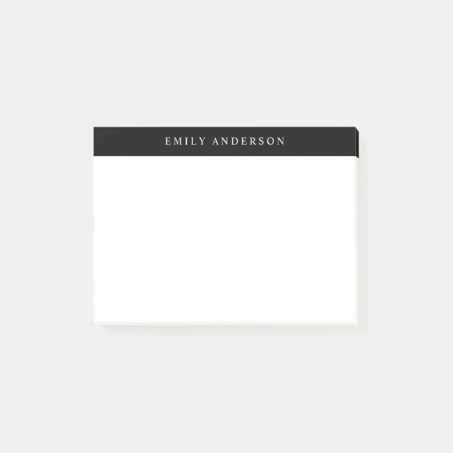 Minimalistisches Schwarz-Weiß-Elegantes Monogramm Post-it Klebezettel (Vorderseite)