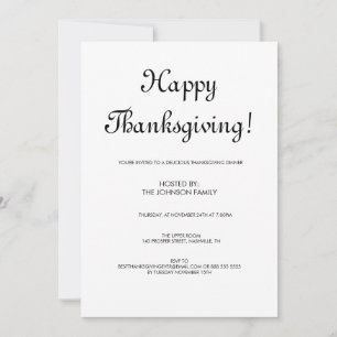 Minimalistisches Schwarz-Weiß-Erntedank Einladung