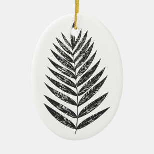 Minimalistisches Schwarz-Weiß-Fern Zeichnend Keramik Ornament