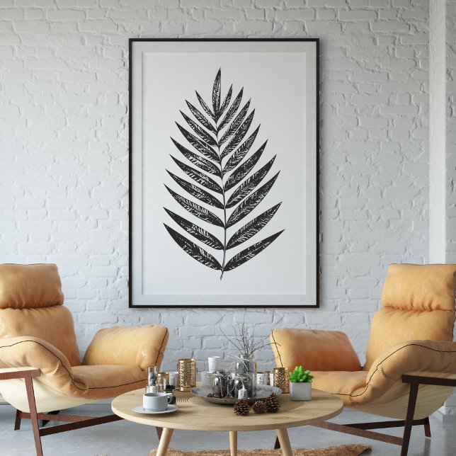Minimalistisches Schwarz-Weiß-Fern Zeichnend Poster (Von Creator hochgeladen)