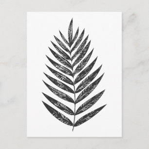 Minimalistisches Schwarz-Weiß-Fern Zeichnend Postkarte