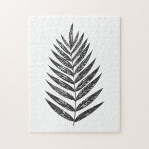 Minimalistisches Schwarz-Weiß-Fern Zeichnend Puzzle