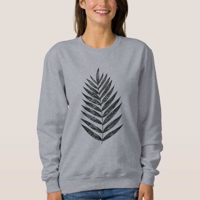 Minimalistisches Schwarz-Weiß-Fern Zeichnend Sweatshirt (Vorderseite)