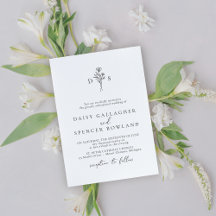 Minimalistisches Schwarz-Weiß-Floralmonogramm Hoch
