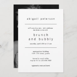 Minimalistisches Schwarz-Weiß-Foto Bridal Brunch Einladung