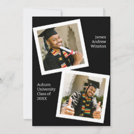 Minimalistisches Schwarz-Weiß-Foto-Grad-Ankündigun Einladung