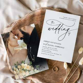 Minimalistisches Schwarz-Weiß-Foto Hochzeit Einladung