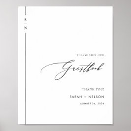 Minimalistisches Schwarz-Weiß-Gästebuch Poster