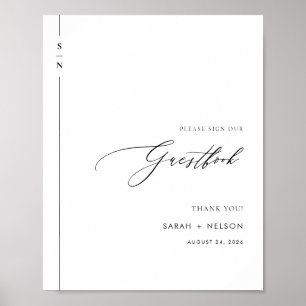 Minimalistisches Schwarz-Weiß-Gästebuch Poster