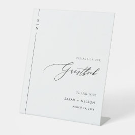 Minimalistisches Schwarz-Weiß-Gästebuch Sockelschild