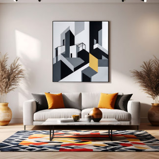 Minimalistisches Schwarz-Weiß-Geometrisch Leinwanddruck