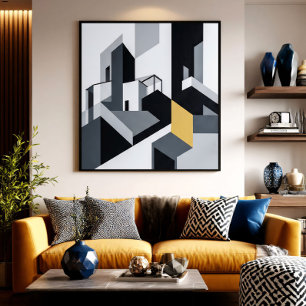 Minimalistisches Schwarz-Weiß-Geometrisch Poster