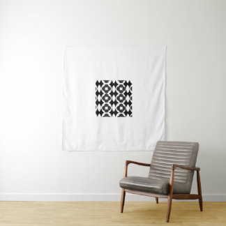 Minimalistisches Schwarz-Weiß-Geometrisches Muster Wandteppich