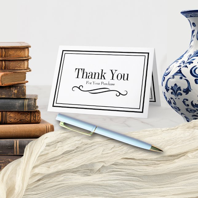 Minimalistisches Schwarz/Weiß-Geschäft Dankeskarte (Von Creator hochgeladen)