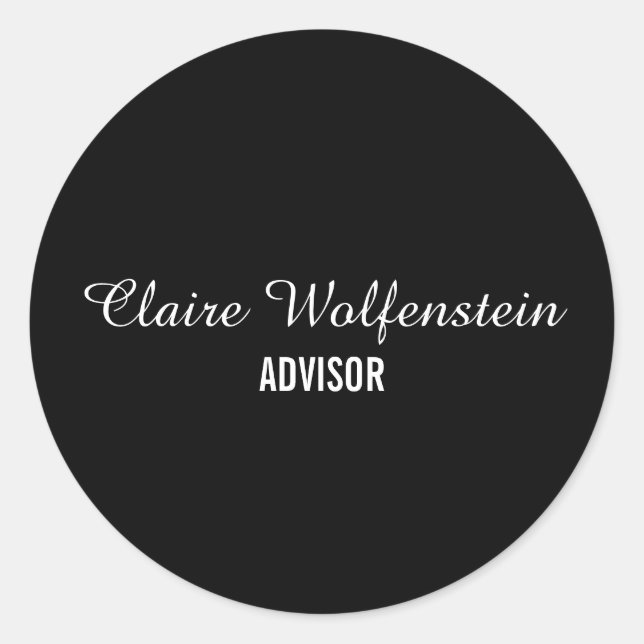 Minimalistisches Schwarz-Weiß-Geschäft Runder Aufkleber (Vorderseite)