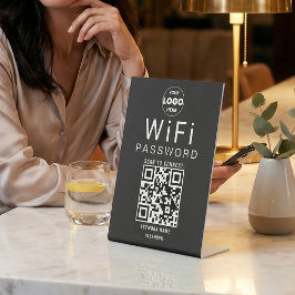 Minimalistisches Schwarz-Weiß-Geschäfts-WiFi-QR-Co Sockelschild