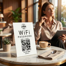 Minimalistisches Schwarz-Weiß-Geschäfts-WiFi-QR-Co Sockelschild