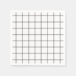 Minimalistisches Schwarz-Weiß-Gitter Serviette
