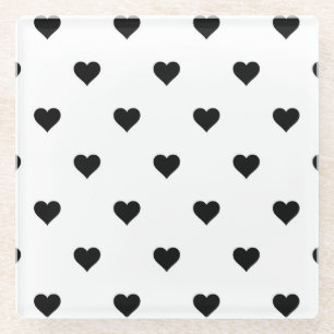 Minimalistisches Schwarz-Weiß-Herz Romantisch  Glasuntersetzer