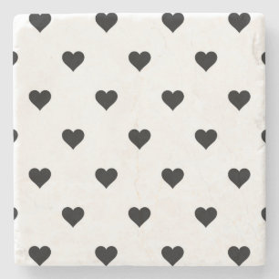 Minimalistisches Schwarz-Weiß-Herz Romantisch  Steinuntersetzer