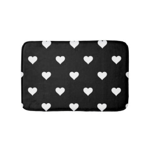 Minimalistisches Schwarz-Weiß-Herzmuster Badematte