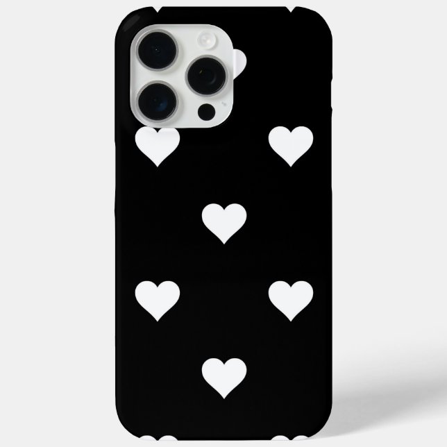Minimalistisches Schwarz-Weiß-Herzmuster Case-Mate iPhone Hülle (Rückseite)