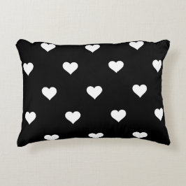 Minimalistisches Schwarz-Weiß-Herzmuster Dekokissen