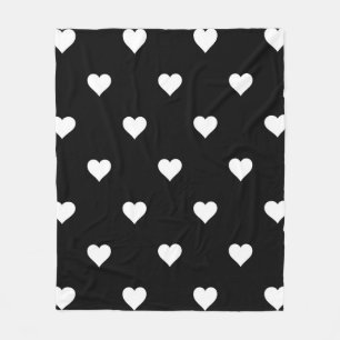 Minimalistisches Schwarz-Weiß-Herzmuster Fleecedecke