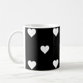Minimalistisches Schwarz-Weiß-Herzmuster Kaffeetasse