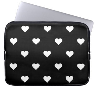 Minimalistisches Schwarz-Weiß-Herzmuster Laptopschutzhülle