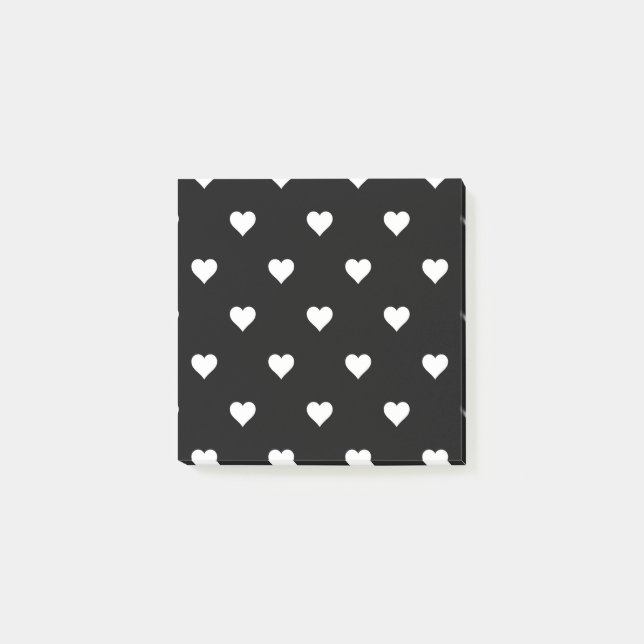 Minimalistisches Schwarz-Weiß-Herzmuster Post-it Klebezettel (Vorderseite)