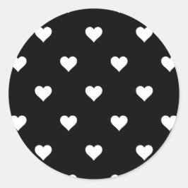 Minimalistisches Schwarz-Weiß-Herzmuster Runder Aufkleber
