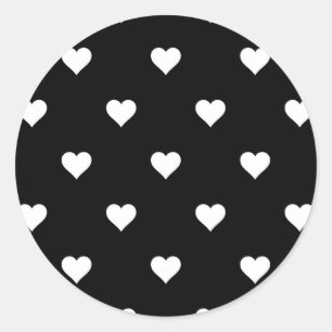 Minimalistisches Schwarz-Weiß-Herzmuster Runder Aufkleber