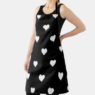 Minimalistisches Schwarz-Weiß-Herzmuster Schürze