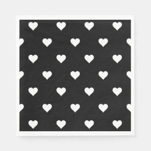 Minimalistisches Schwarz-Weiß-Herzmuster Serviette