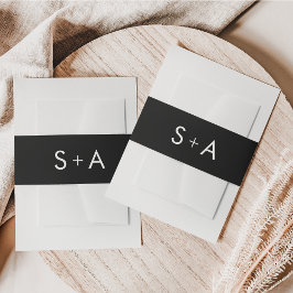 Minimalistisches Schwarz-Weiß-Hochzeitband Einladungsbanderole