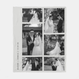 Minimalistisches Schwarz-Weiß-Hochzeitfoto-Collage Fleecedecke