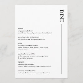 Minimalistisches Schwarz-Weiß-Hochzeitsmenü 12x18 Menükarte
