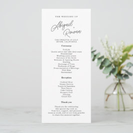 Minimalistisches Schwarz-Weiß-Hochzeitsprogramm in Einladung