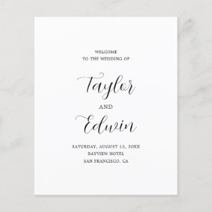 Minimalistisches Schwarz-Weiß-Hochzeitsprogramm mo