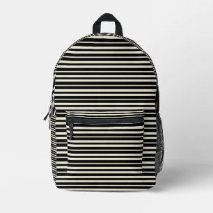Minimalistisches Schwarz-Weiß-Horizontalstreifenmu Bedruckter Rucksack