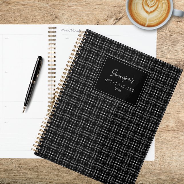 Minimalistisches Schwarz-Weiß-Karo Planer (Von Creator hochgeladen)