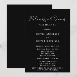 Minimalistisches Schwarz-Weiß-Krawatte-Probe Abend Einladung