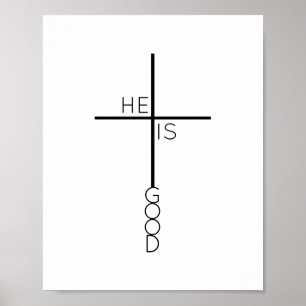 Minimalistisches Schwarz-Weiß-Kreuz Christlich Poster