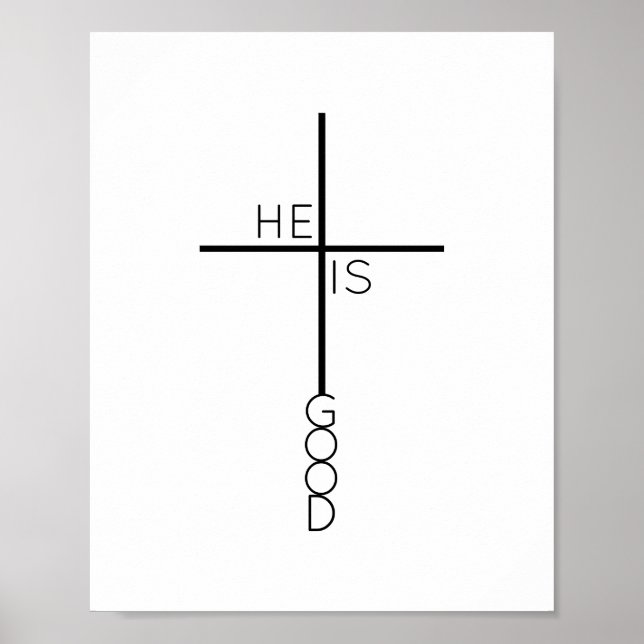 Minimalistisches Schwarz-Weiß-Kreuz Christlich Poster (Vorne)